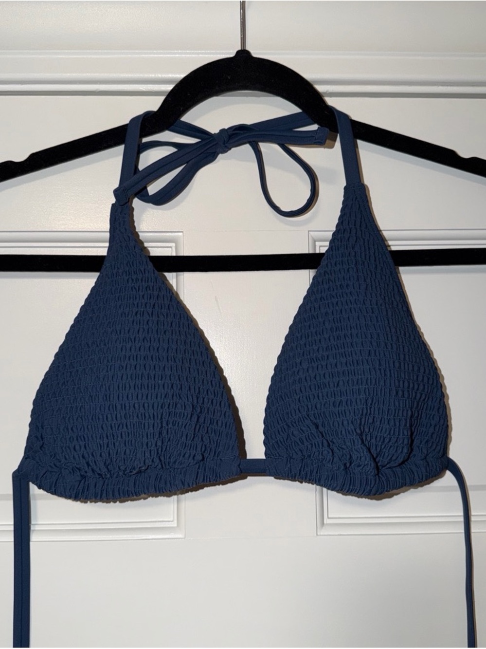 Hollister navy smocked bikini top